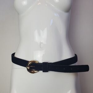 Vintage 80s Navy Suede Leather Belt